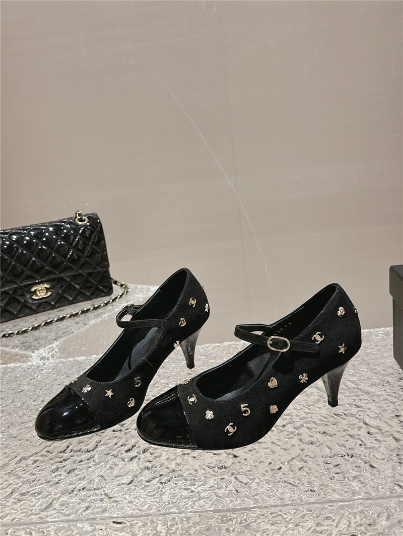 Ch**el embellished mary janes pumps in black suede