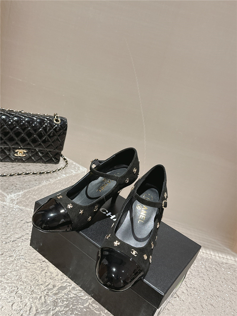Ch**el embellished mary janes pumps in black suede