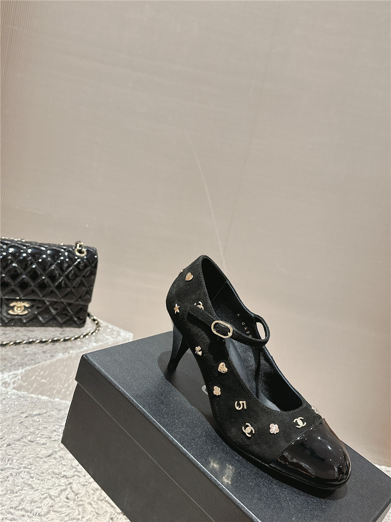 Ch**el embellished mary janes pumps in black suede
