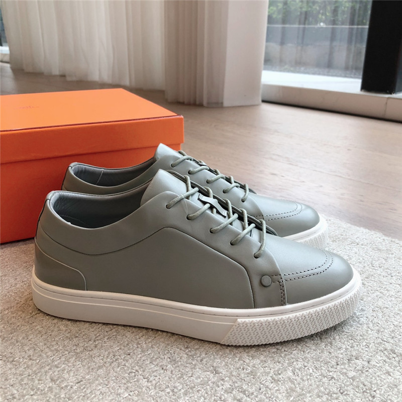 H**me5 green leather lace-up sneakers