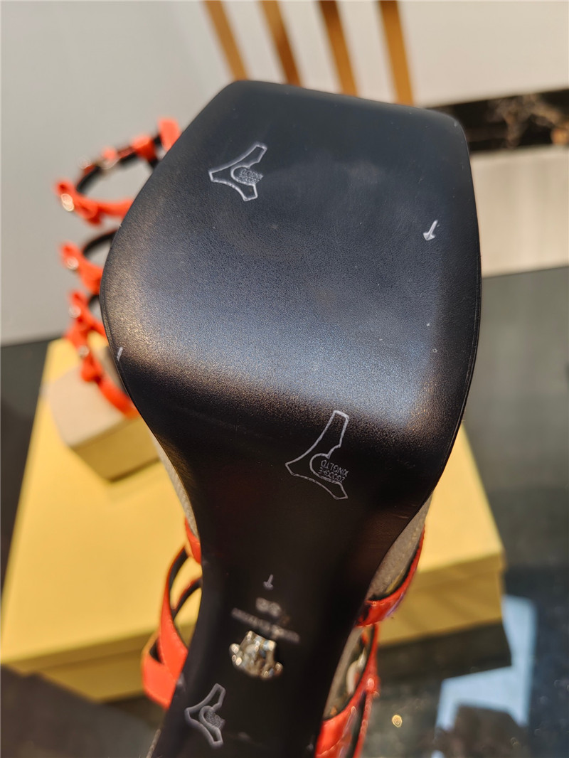 VERSACE Gianni Ribbon Platform Sandals 150mm Orange