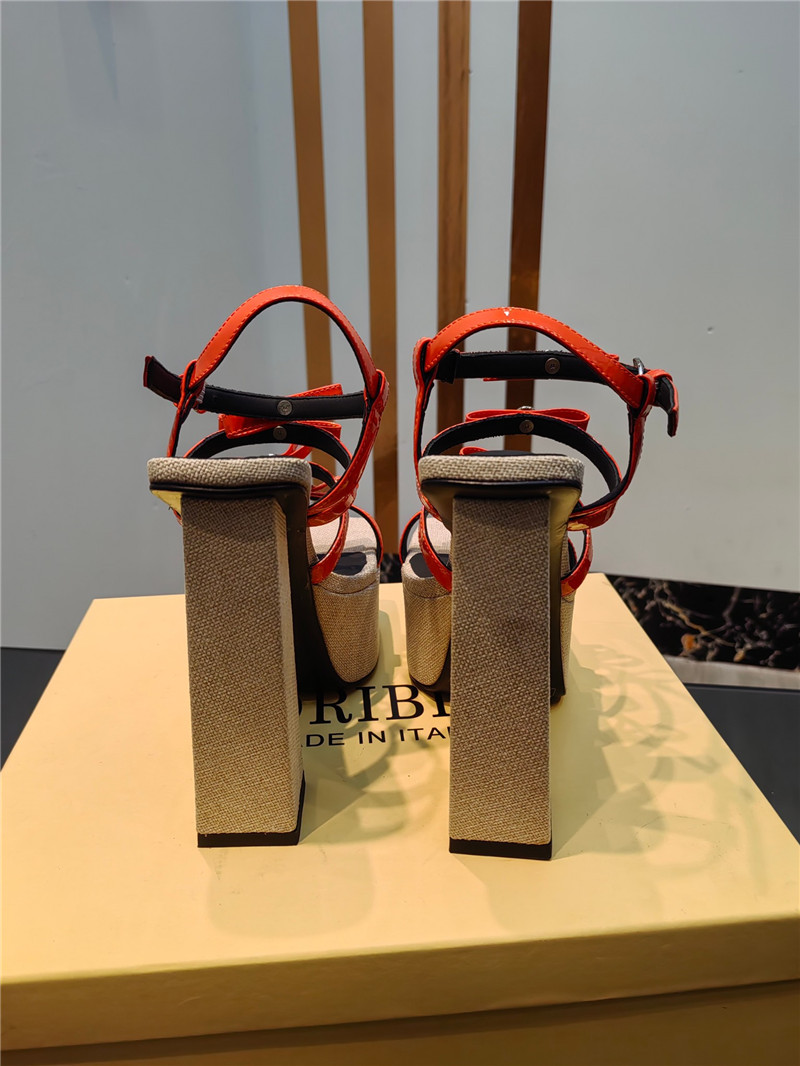 VERSACE Gianni Ribbon Platform Sandals 150mm Orange