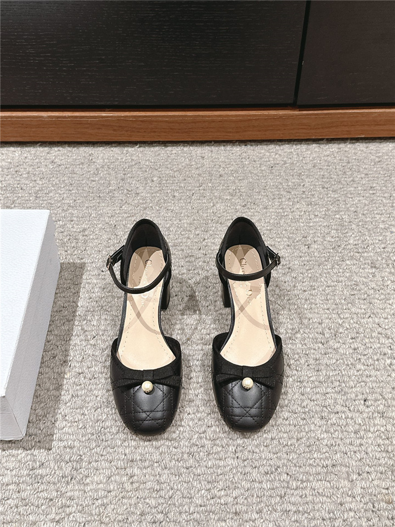 D10r ballet pumps black quilted cannage calfskin