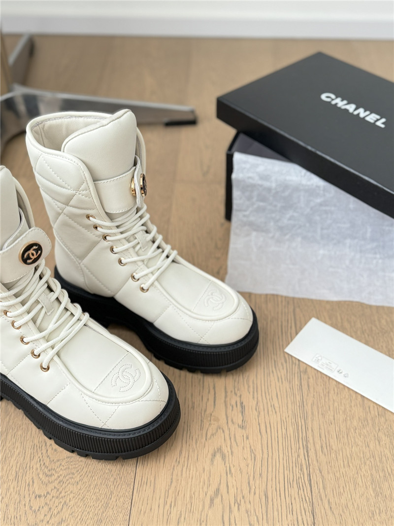 Ch**el white oil-wax leather boots