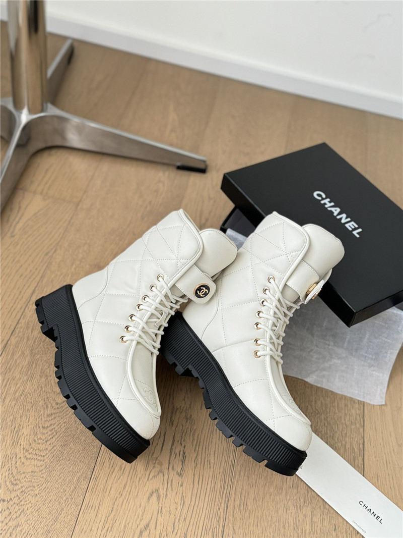 Ch**el white oil-wax leather boots