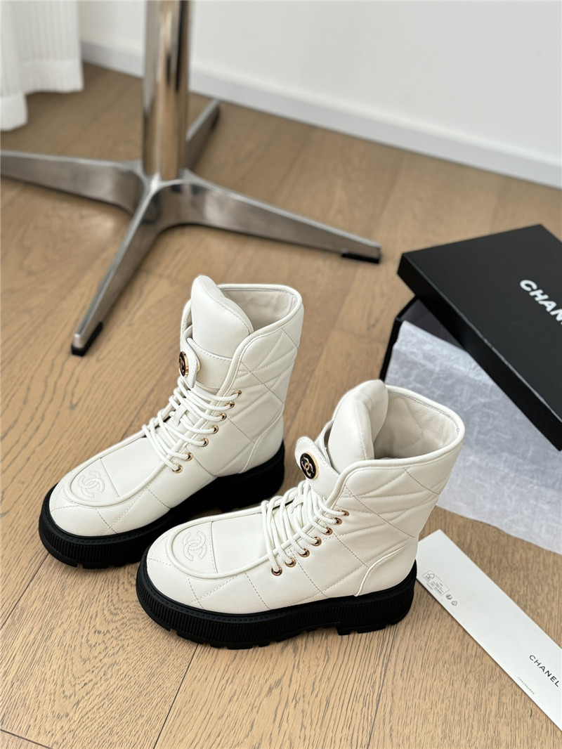 Ch**el white oil-wax leather boots
