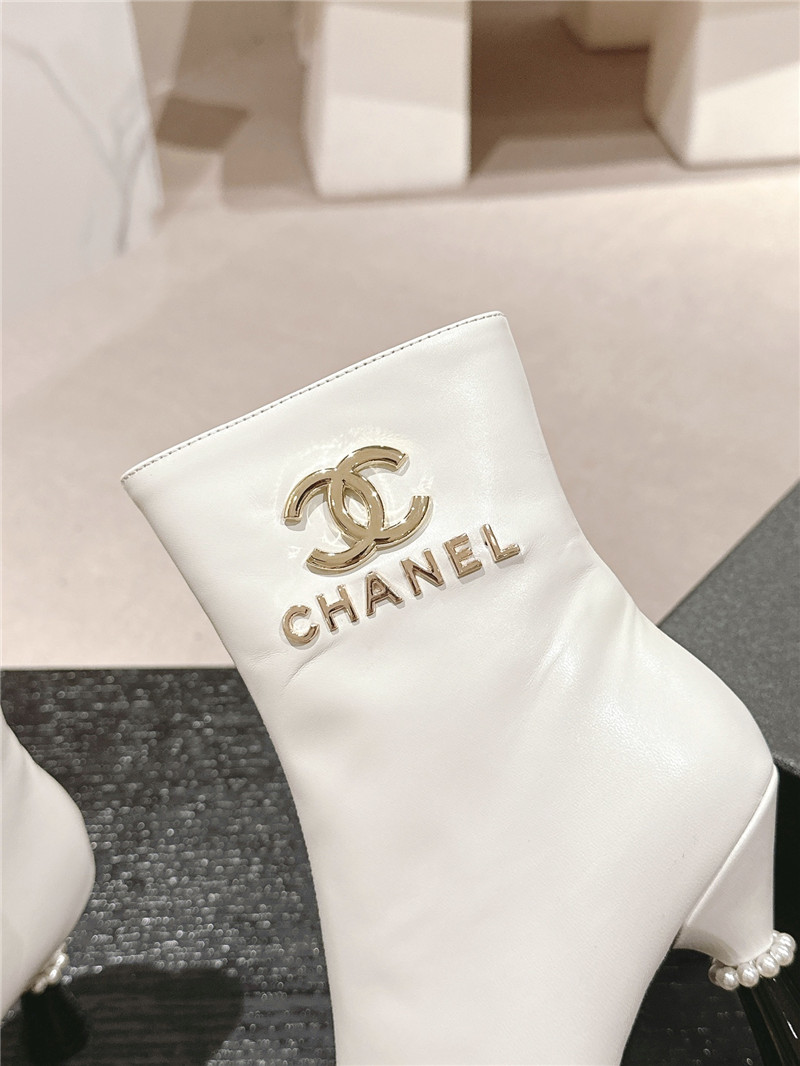 Ch**el white patent leather boots