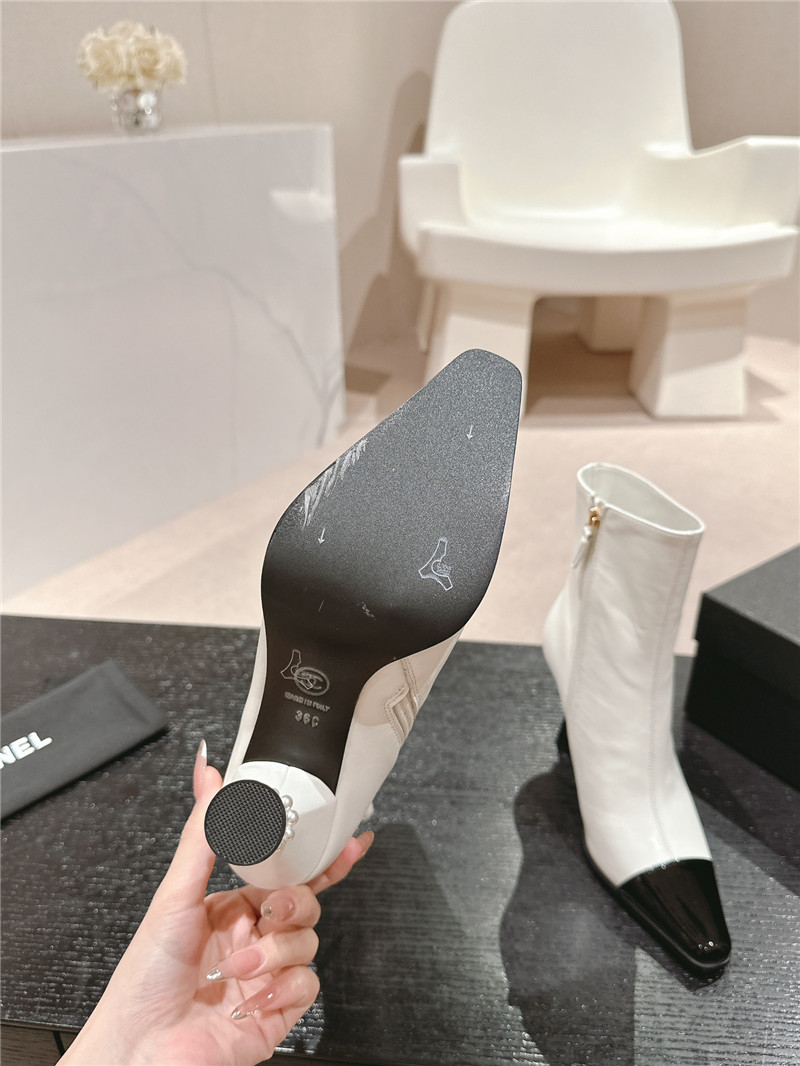 Ch**el white patent leather boots