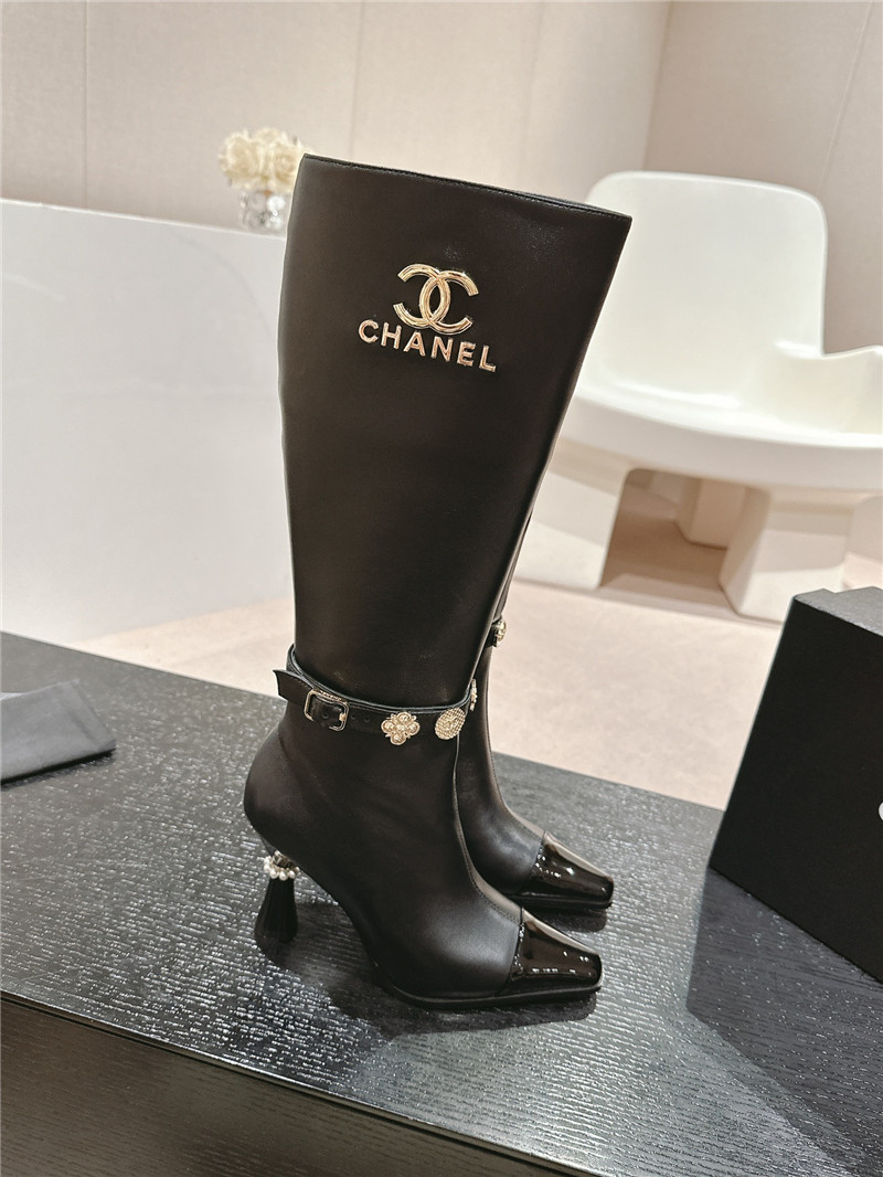 Ch**el calfskin over-the-knee boots