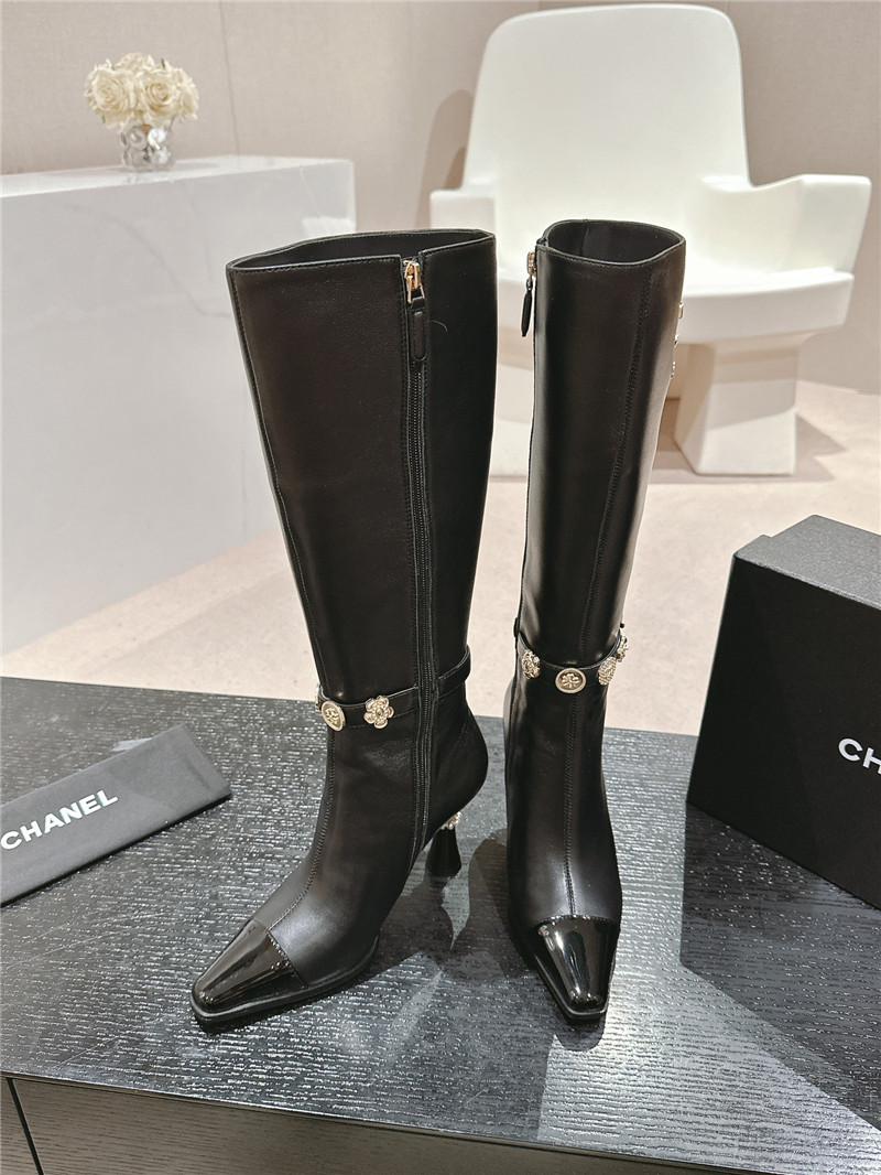 Ch**el calfskin over-the-knee boots
