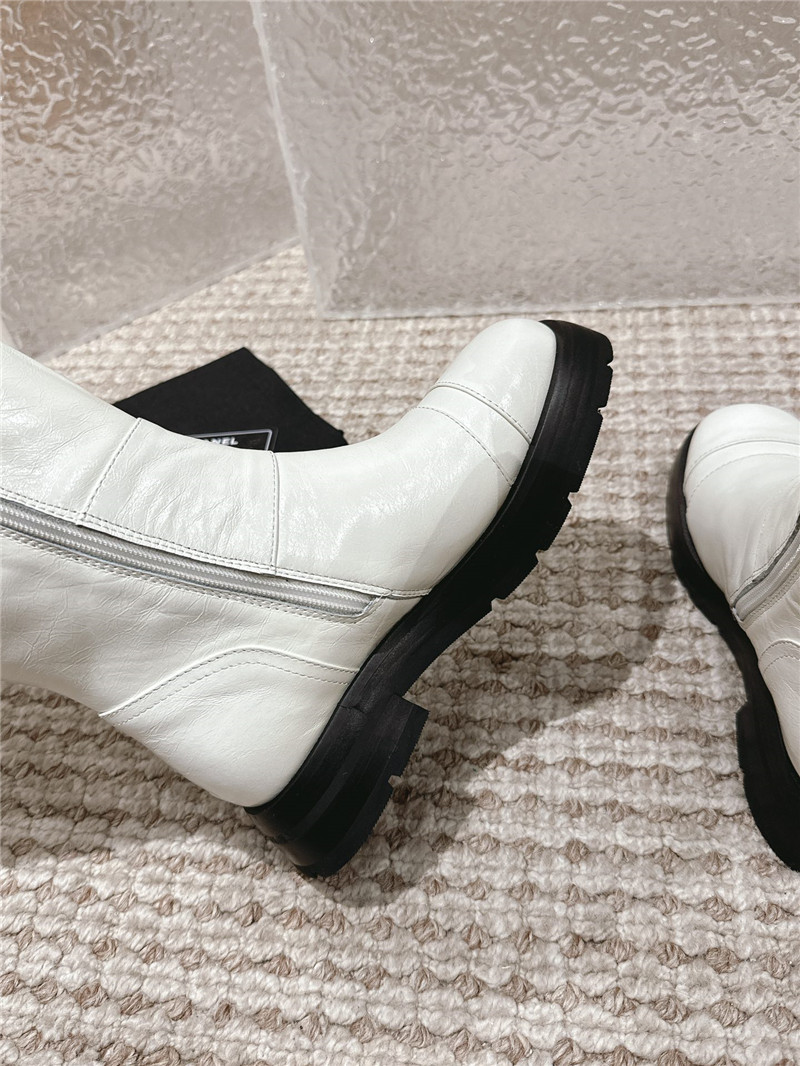 Ch**el white oil wax leather knee-high boots