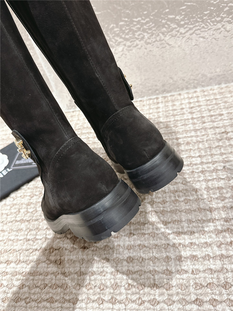 Ch**el suede patent leather knee-high boots