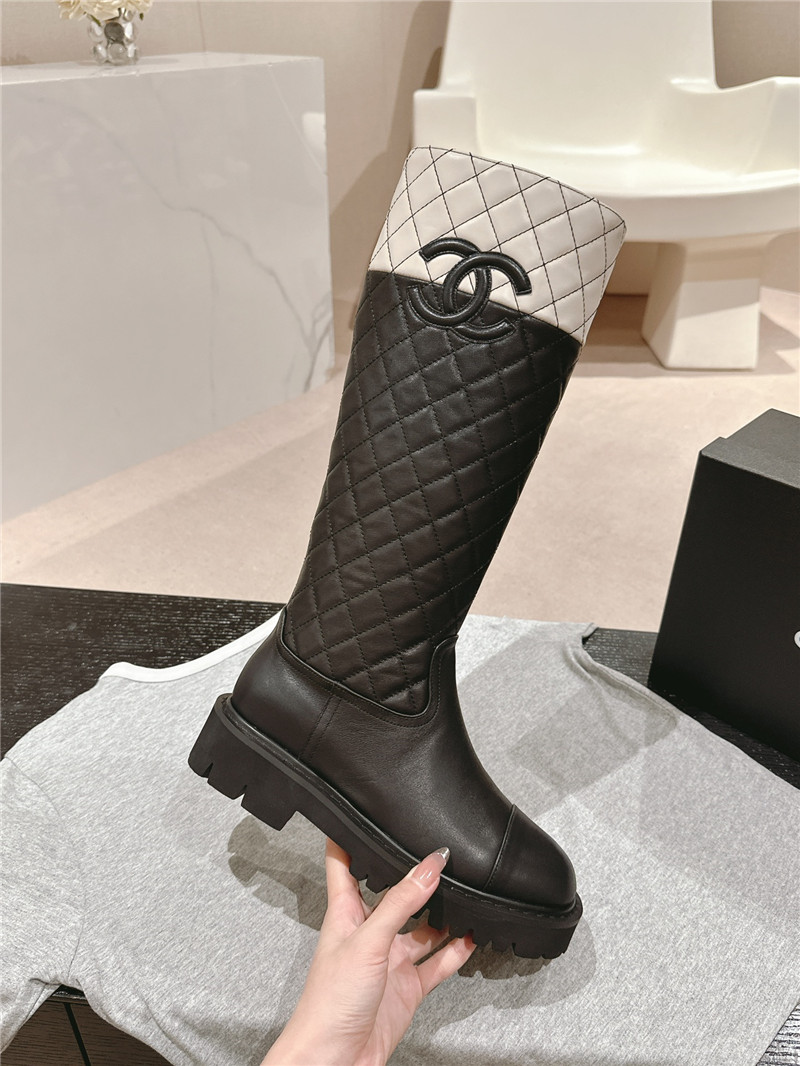 Ch**el logo quilted knee-high boots