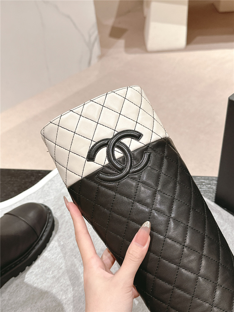 Ch**el logo quilted knee-high boots