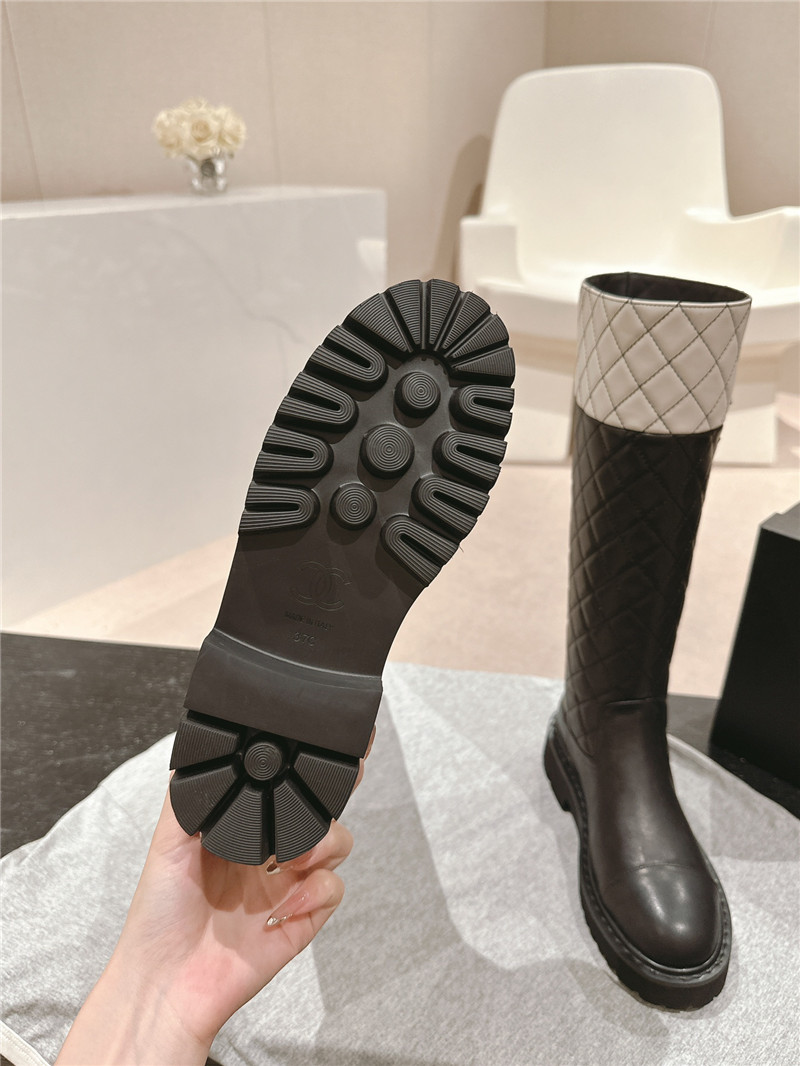 Ch**el logo quilted knee-high boots