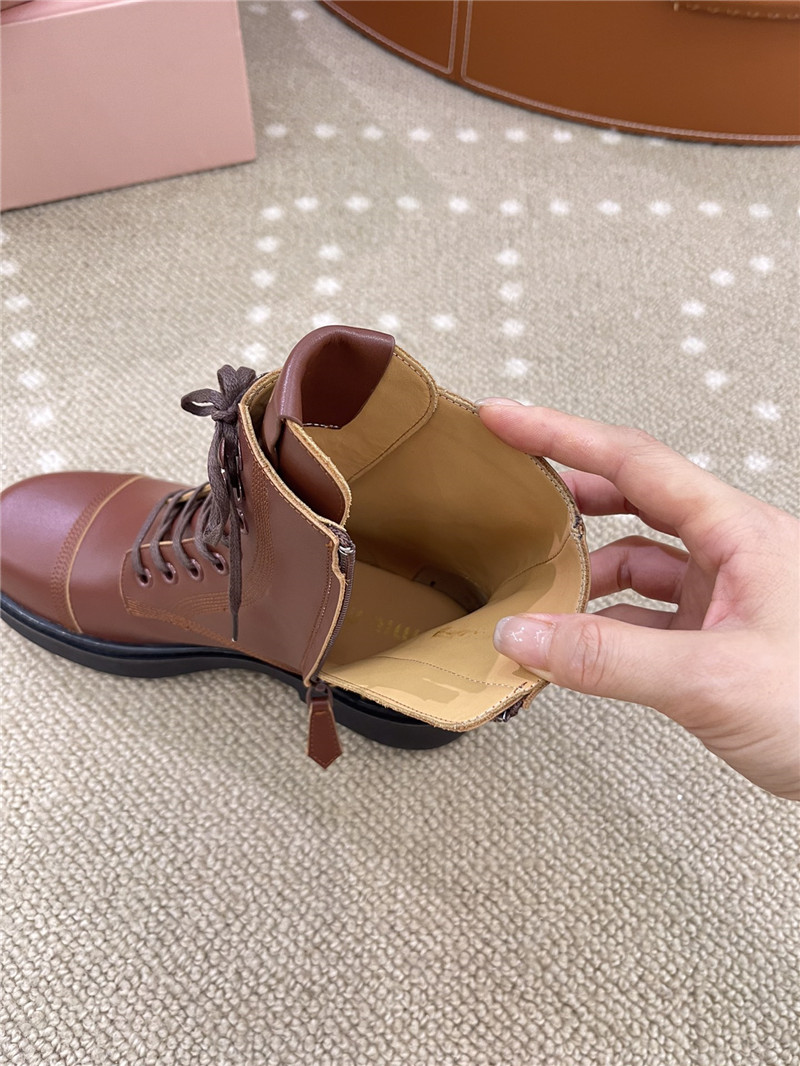 Miu Miu Brown Leather Combat Boots