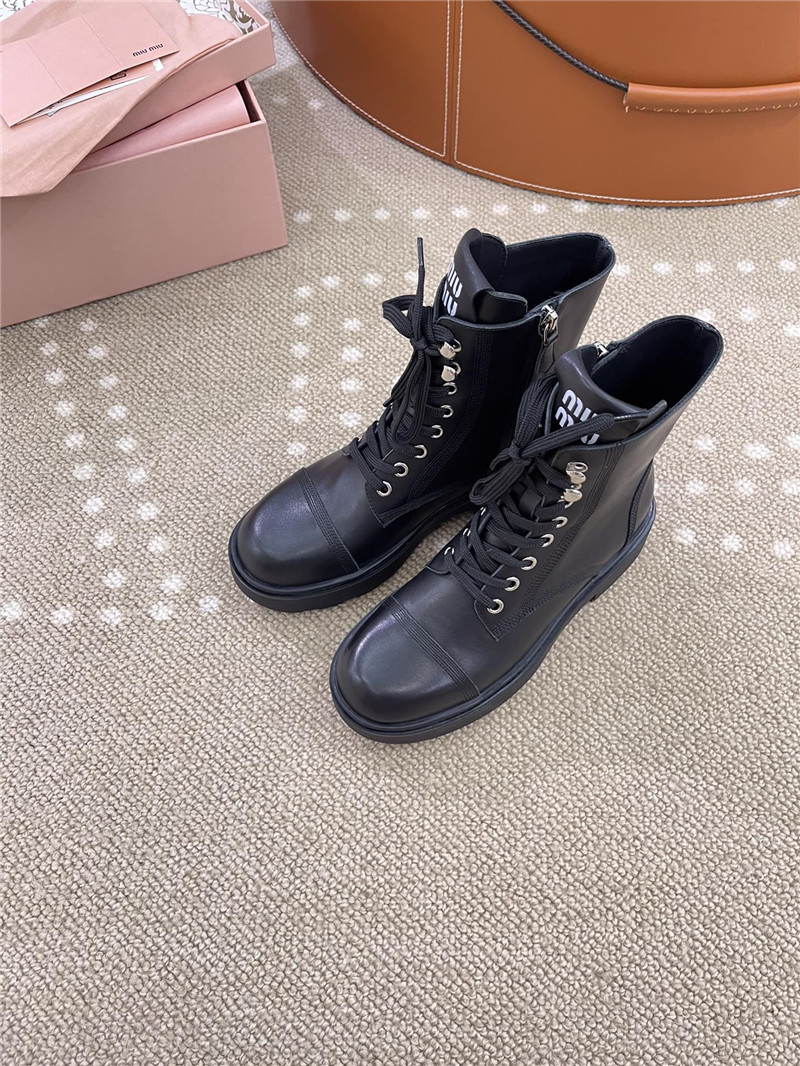Miu Miu Leather Combat Boots
