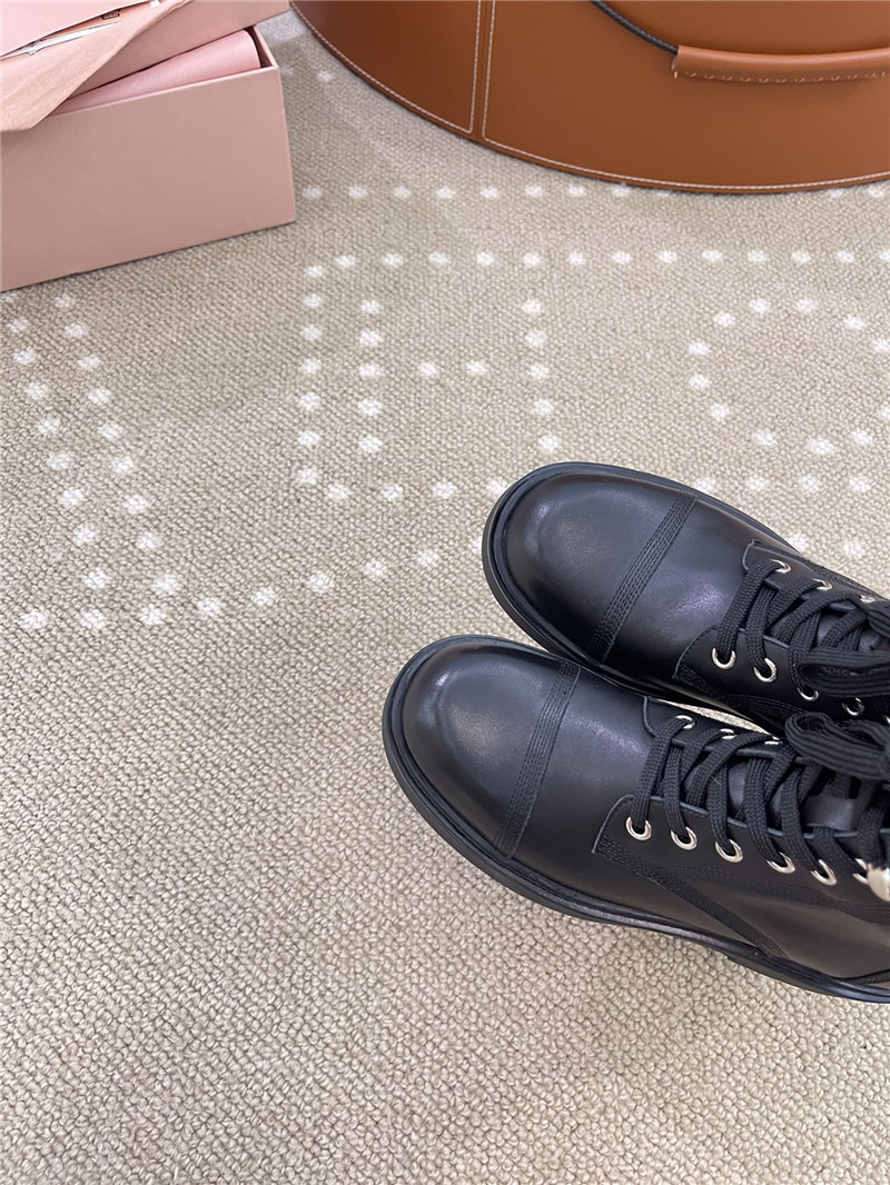 Miu Miu Leather Combat Boots