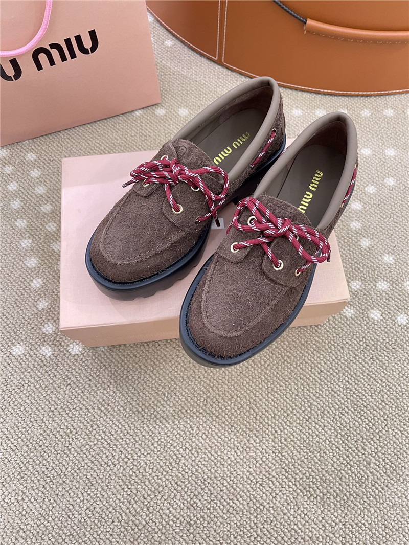 Miu Miu Lace-Up Sienna Suede Loafers