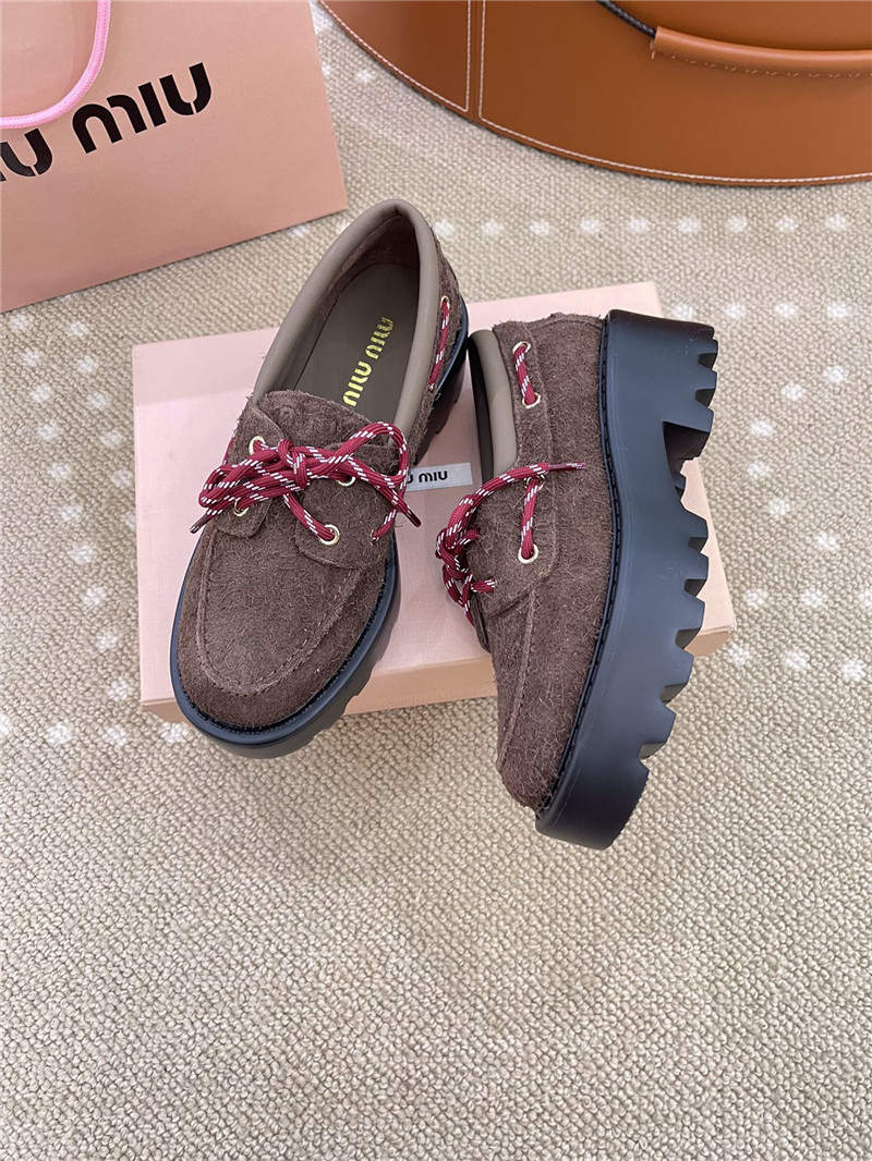 Miu Miu Lace-Up Sienna Suede Loafers