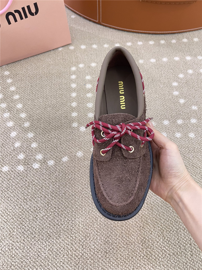 Miu Miu Lace-Up Sienna Suede Loafers