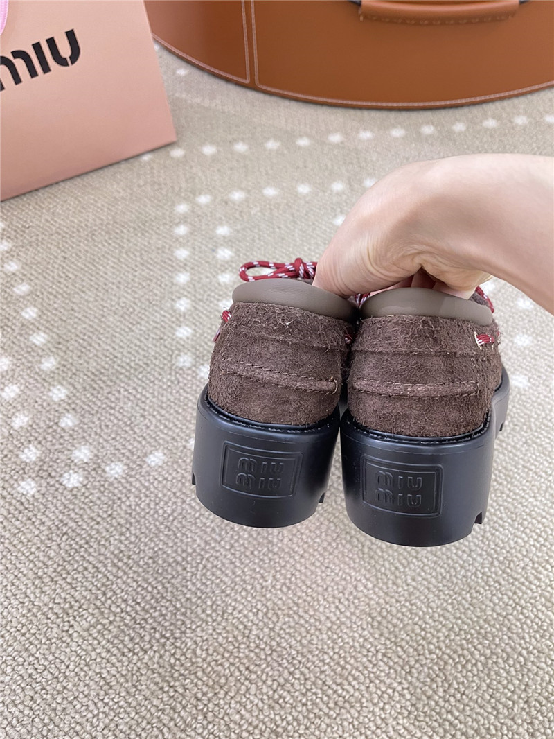Miu Miu Lace-Up Sienna Suede Loafers