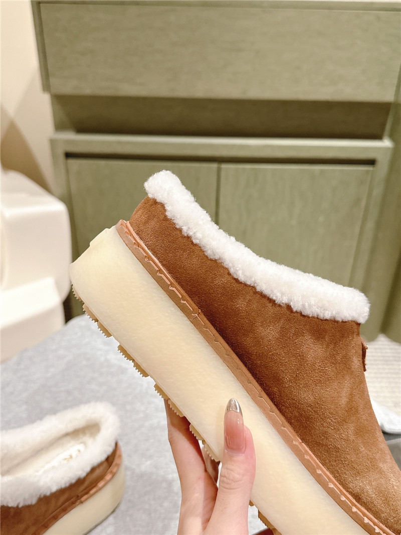 Pra*a platform shearling cinnamon suede slippers