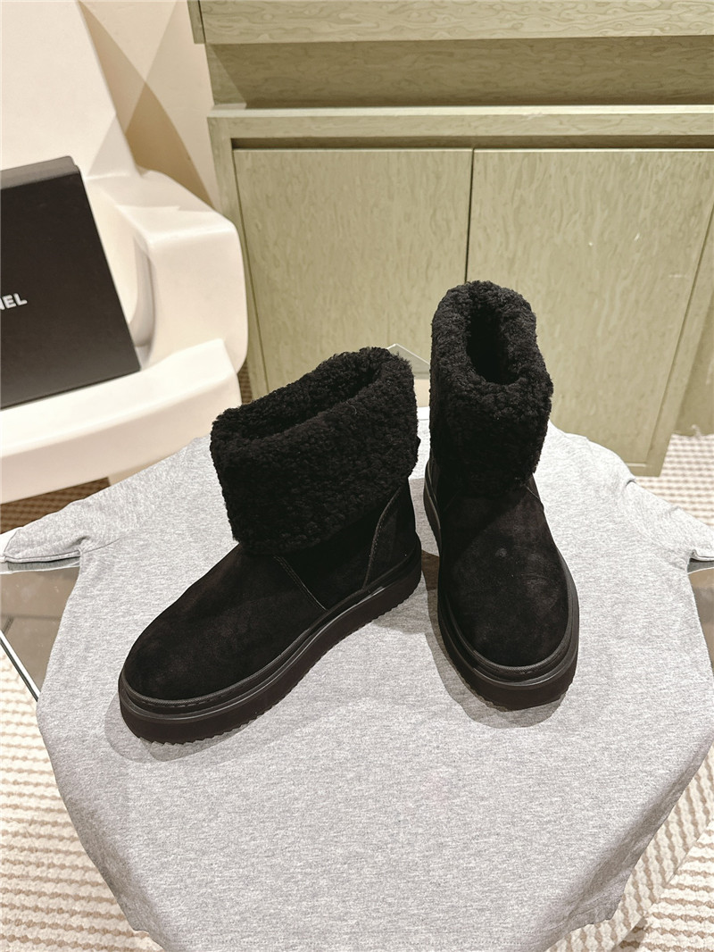 Ch**el black suede shearling ankle boots