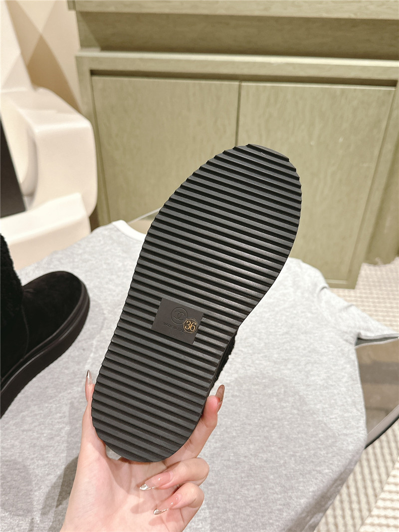 Ch**el black suede shearling ankle boots