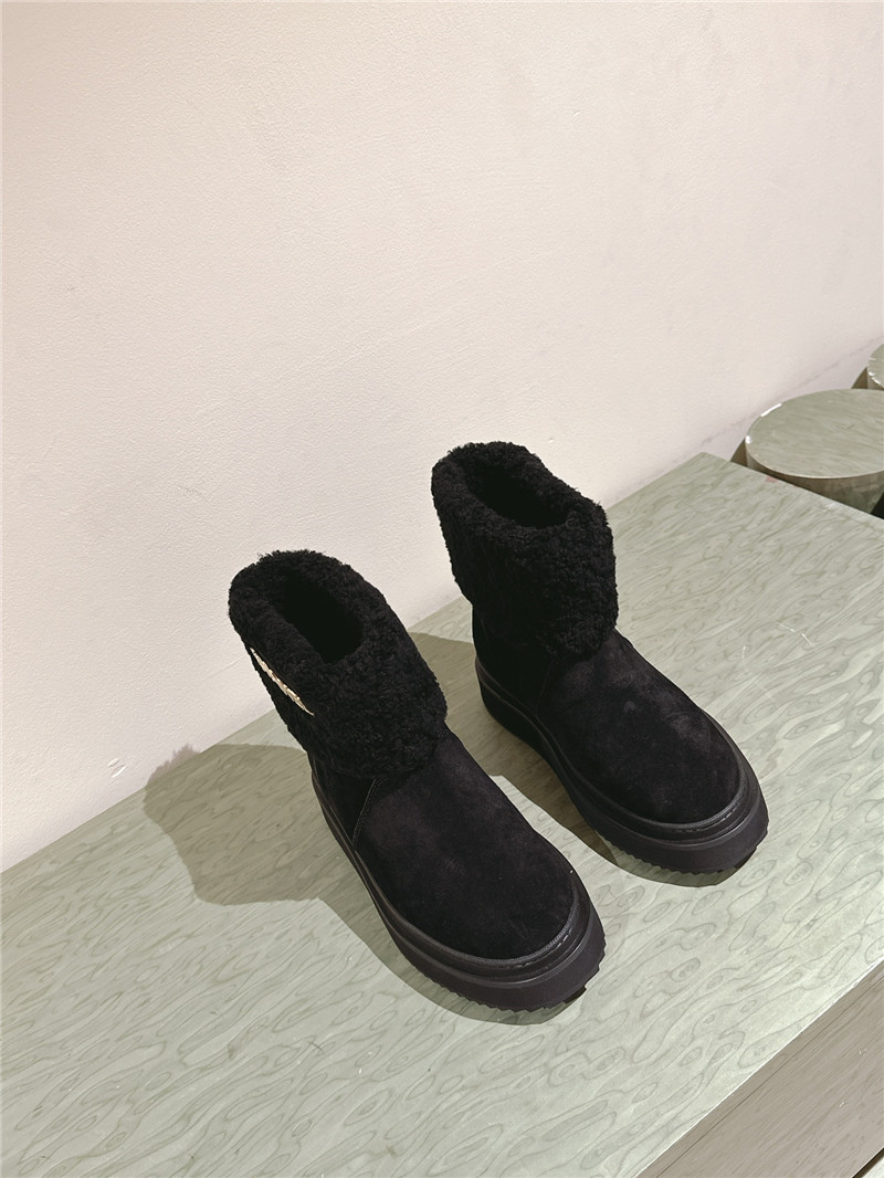 Ch**el black suede shearling ankle boots