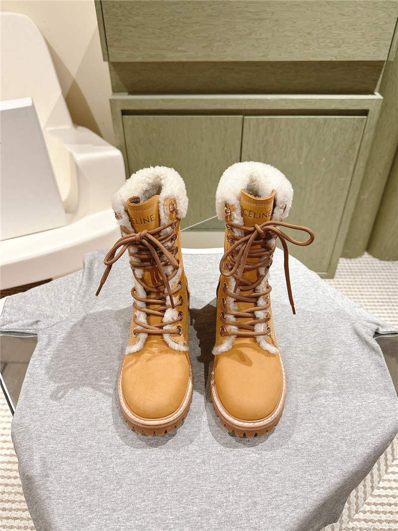 Ce1i*e kurt lace-up mid  shearling  boot