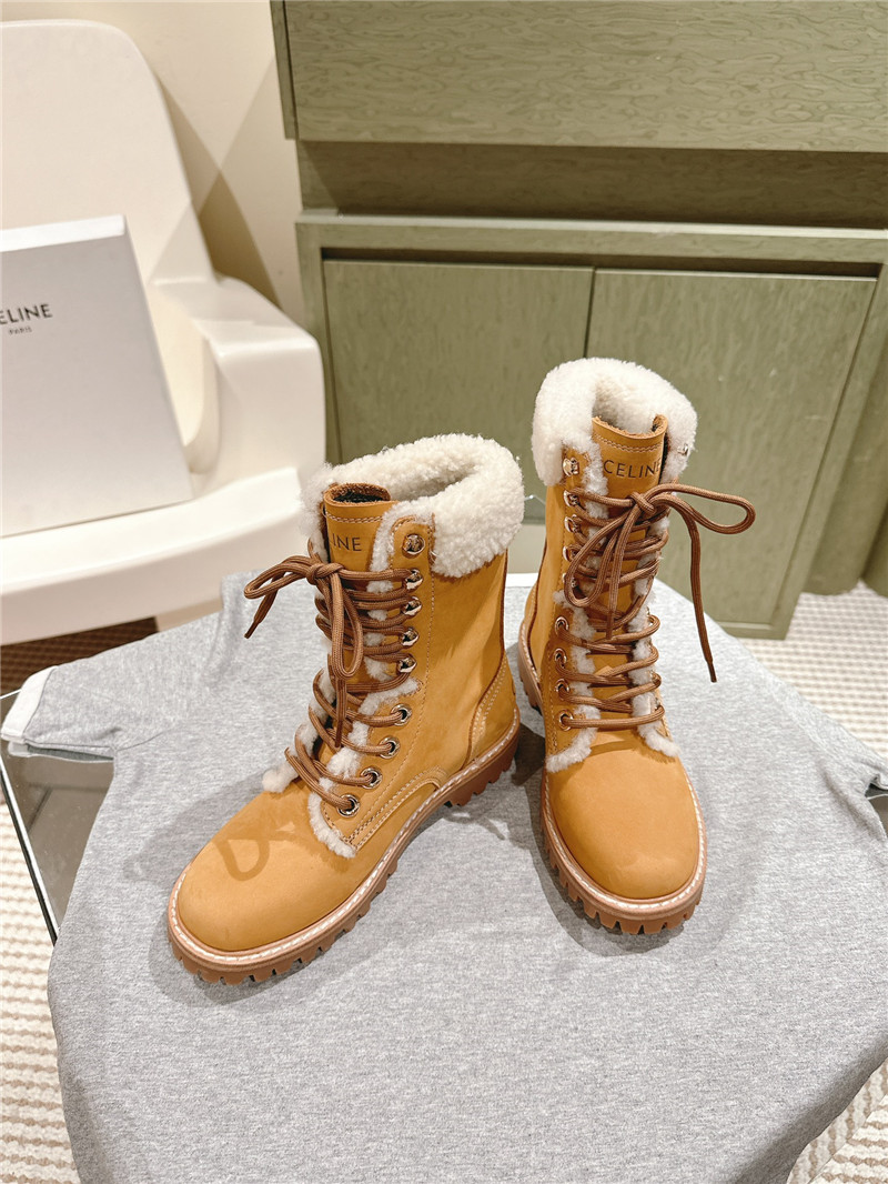 Ce1i*e kurt lace-up mid  shearling  boot