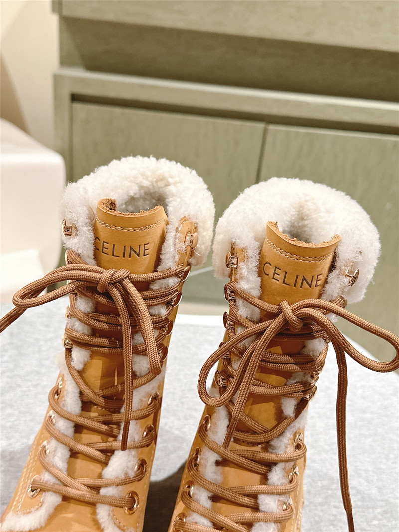 Ce1i*e kurt lace-up mid  shearling  boot