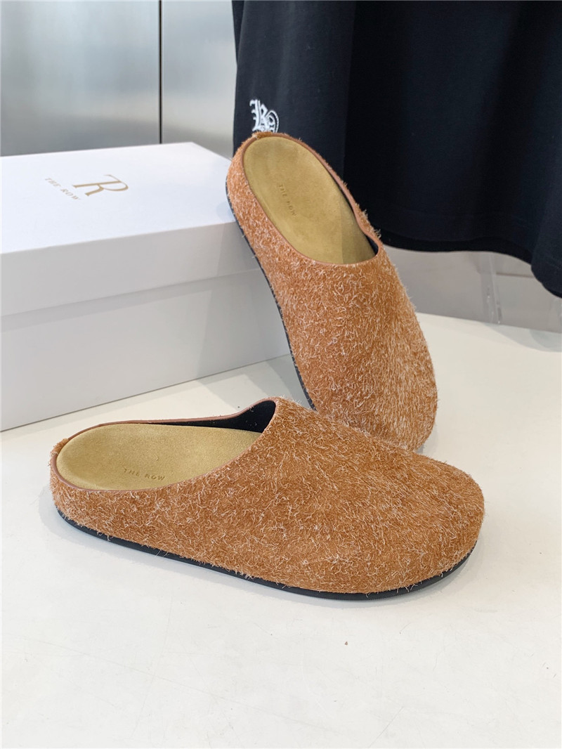 The R0w hugo slide in orange brush suede