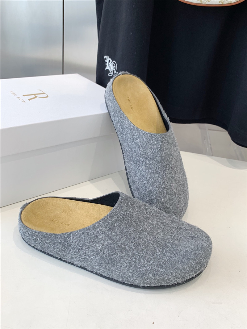 The R0w hugo slide grey in brush suede