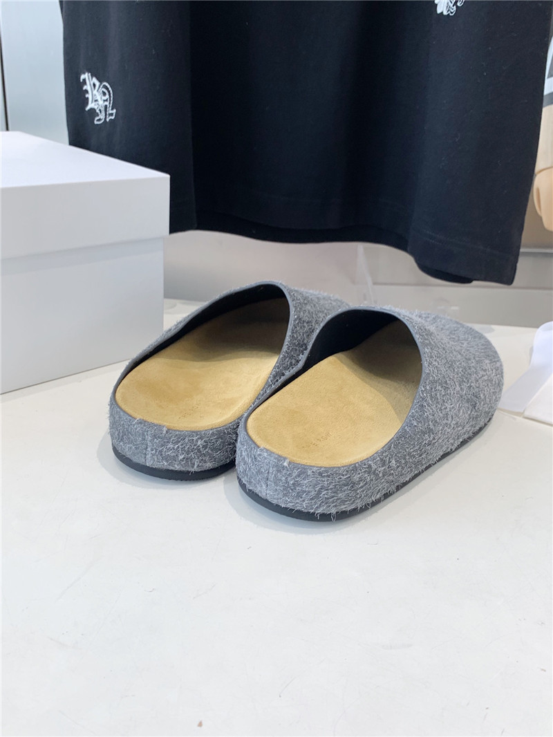The R0w hugo slide grey in brush suede