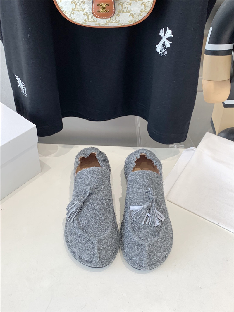 The R0w tassel flat loafers grey in brush suede