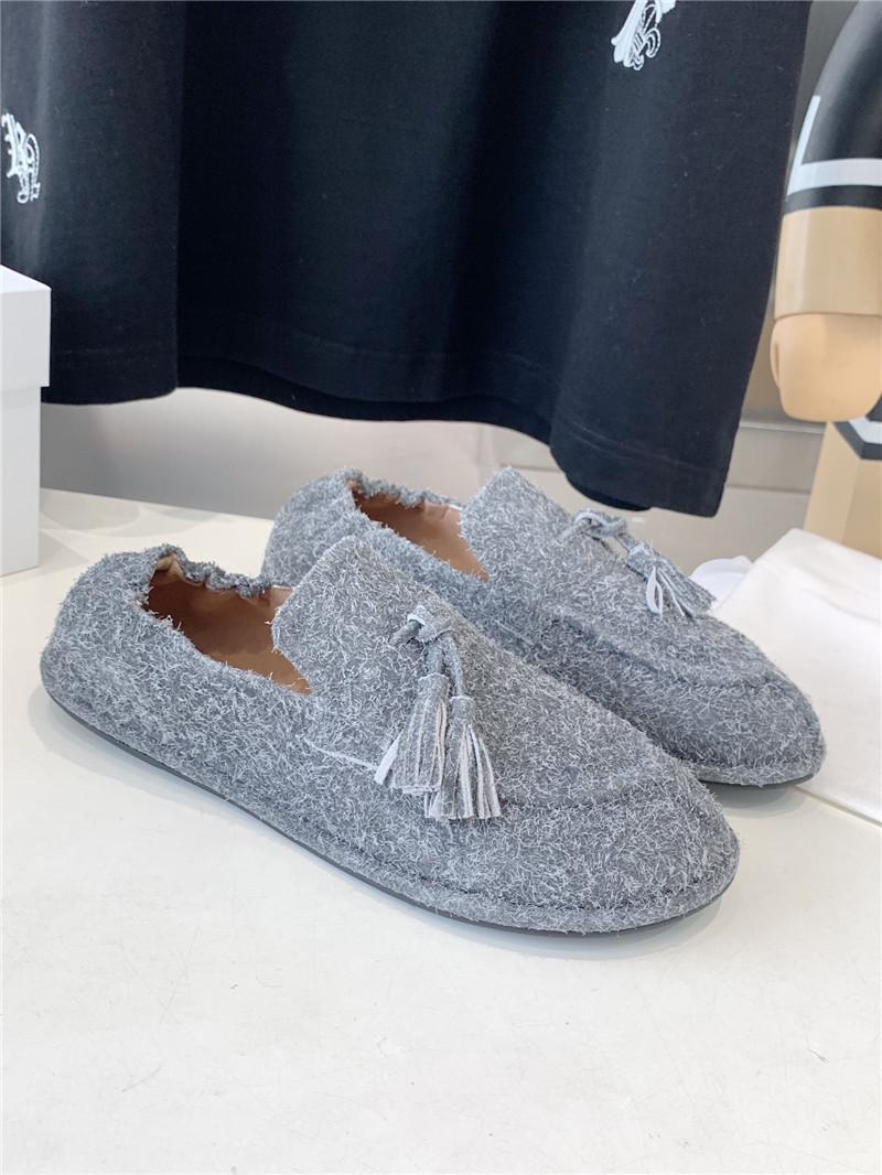 The R0w tassel flat loafers grey in brush suede