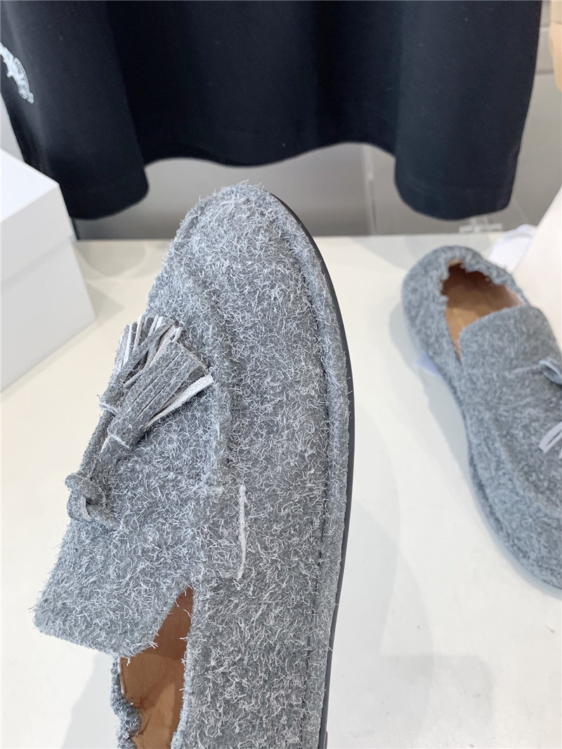 The R0w tassel flat loafers grey in brush suede