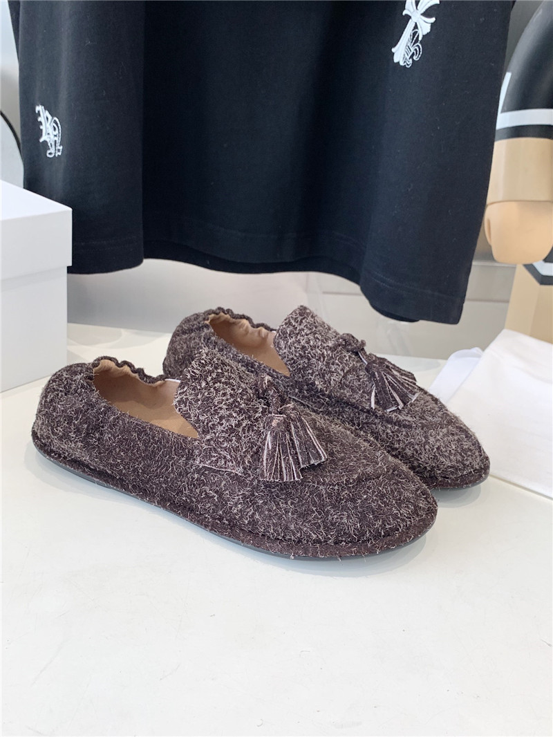 The R0w tassel flat loafers bordeaubergine in brush suede