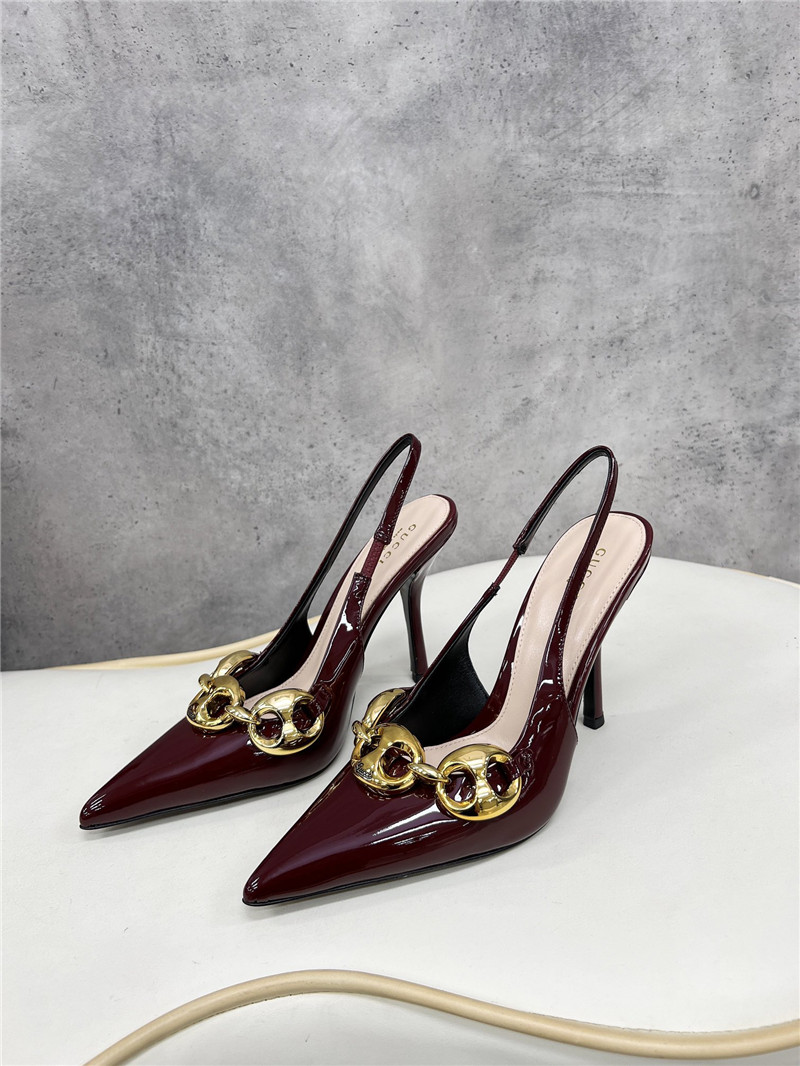 Gvc*1 horsebit slingbacks in burgundy gg leather