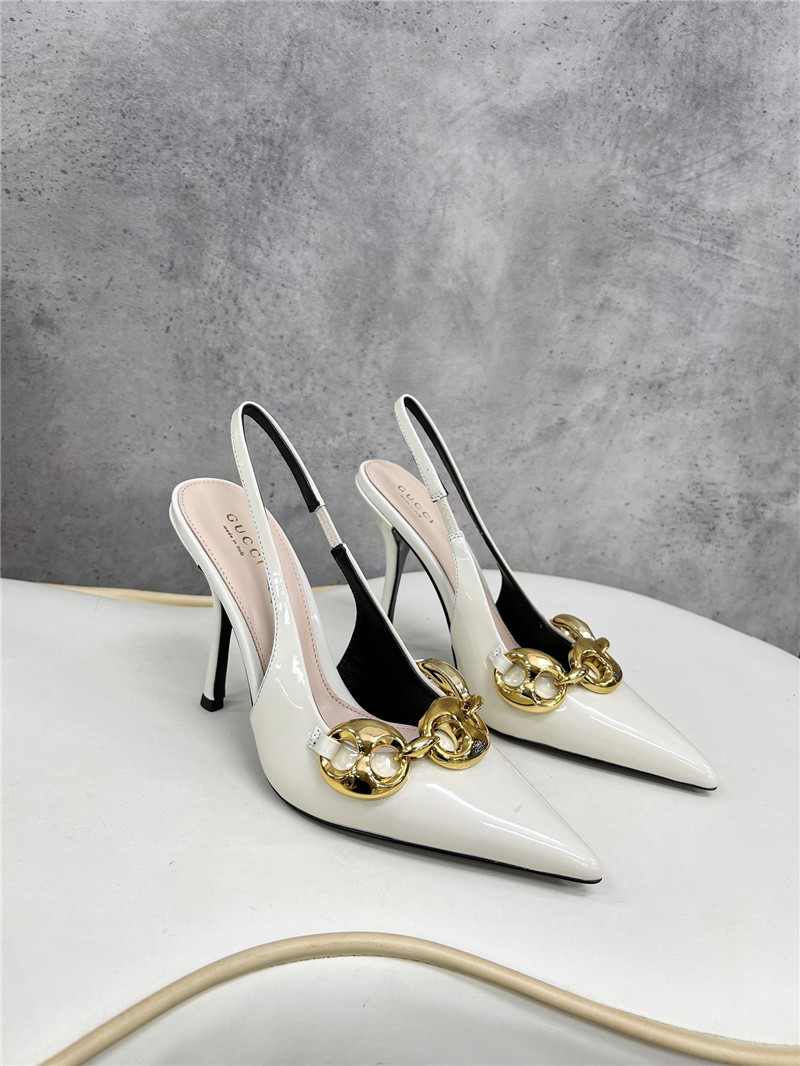 Gvc*1 horsebit slingbacks in white gg leather