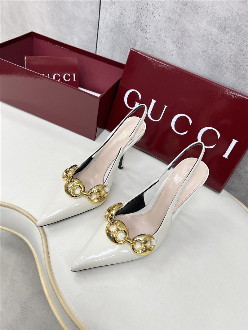 Gvc*1 horsebit slingbacks in white gg leather
