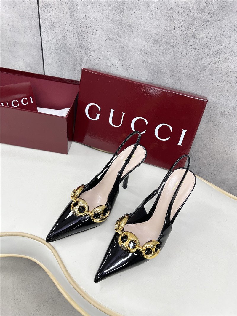 Gvc*1 horsebit slingbacks in black gg leather