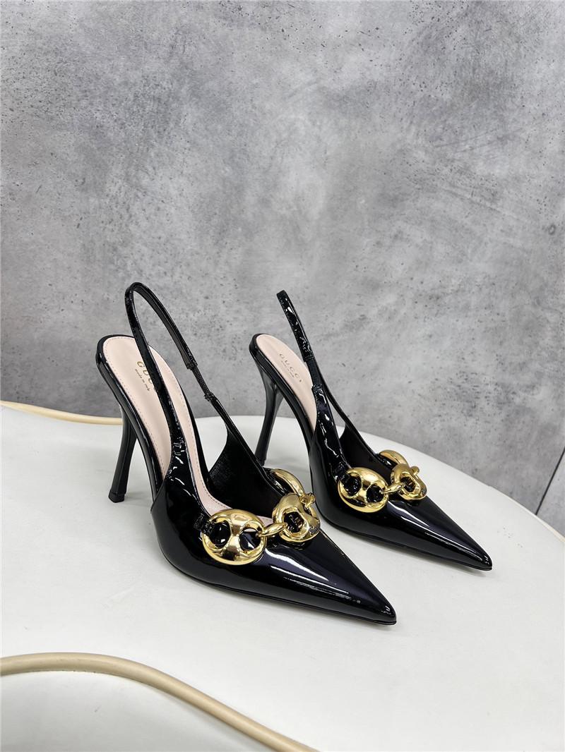 Gvc*1 horsebit slingbacks in black gg leather