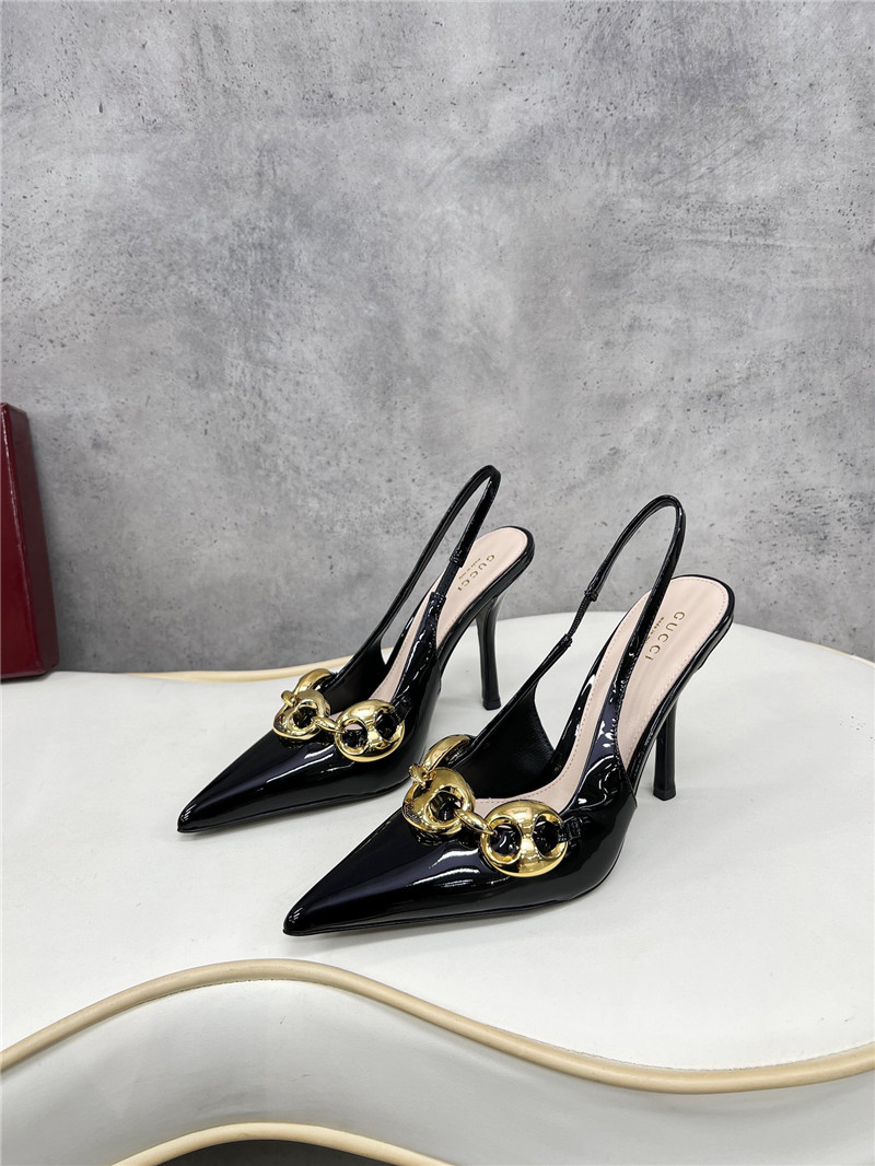 Gvc*1 horsebit slingbacks in black gg leather