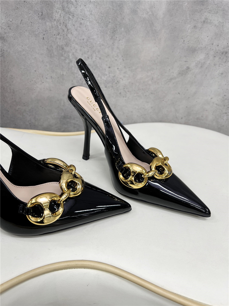 Gvc*1 horsebit slingbacks in black gg leather