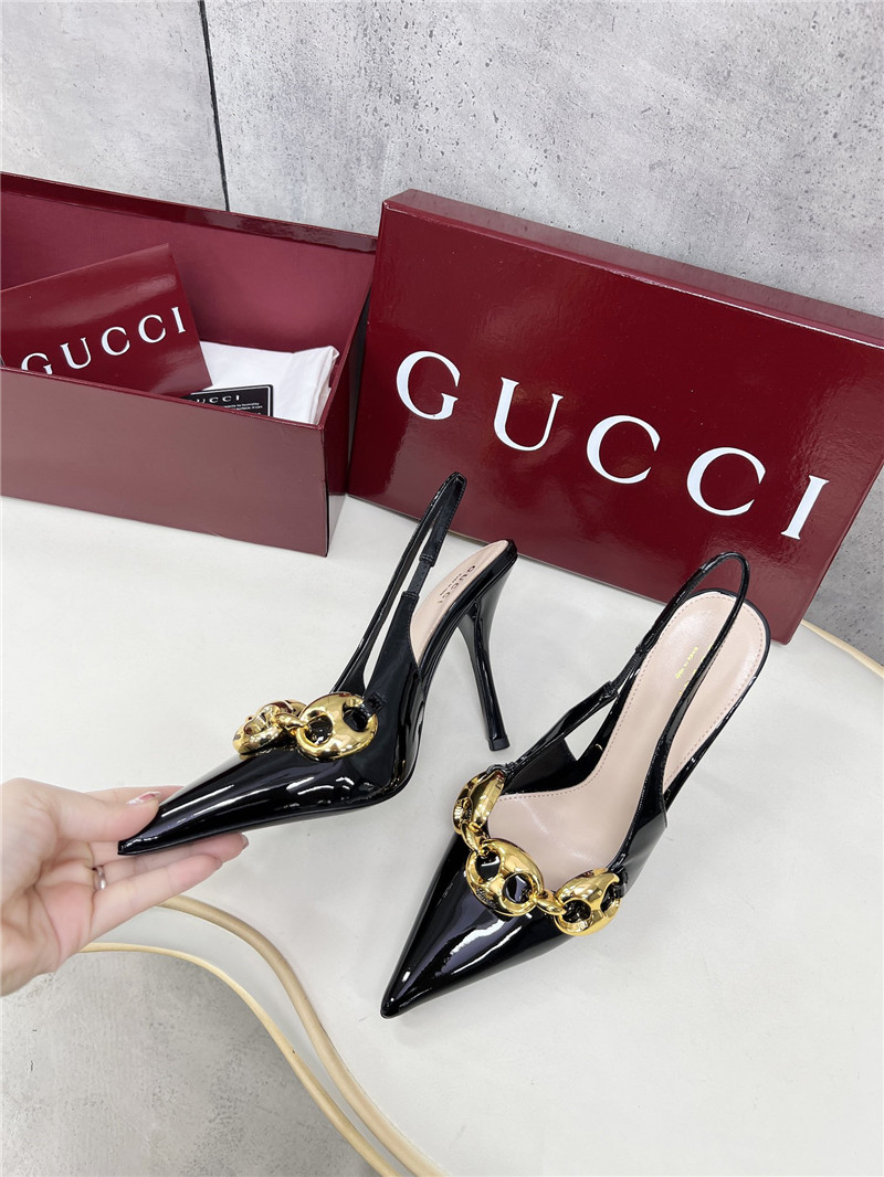 Gvc*1 horsebit slingbacks in black gg leather