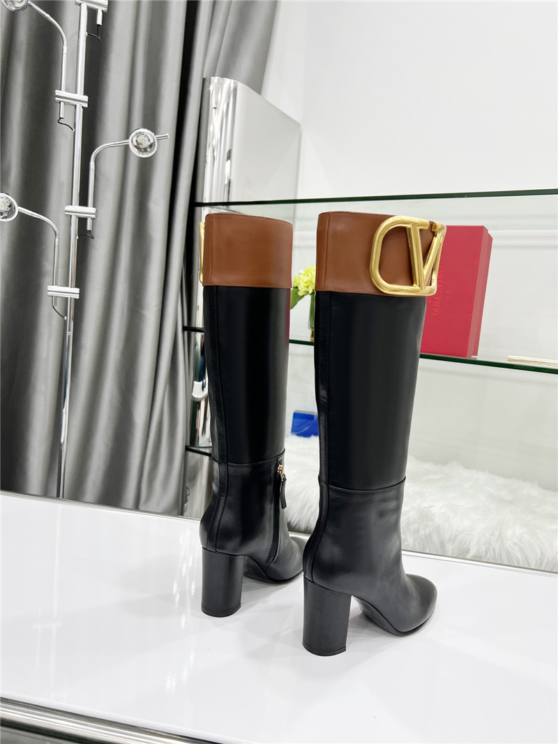 Va1e*ntin0 calfskin vlogo knee high boots