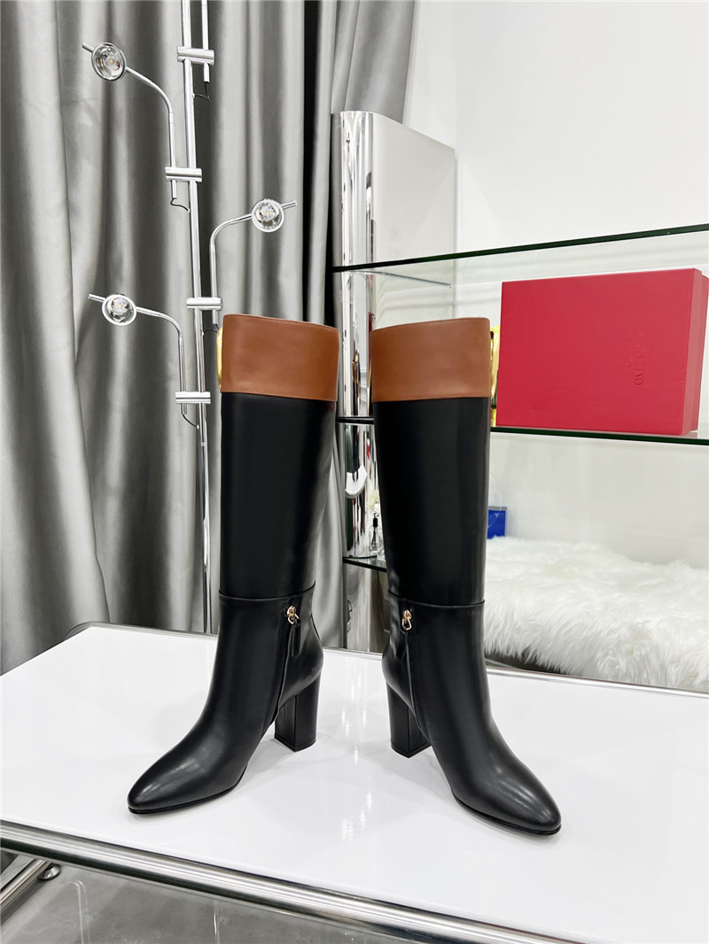 Va1e*ntin0 calfskin vlogo knee high boots